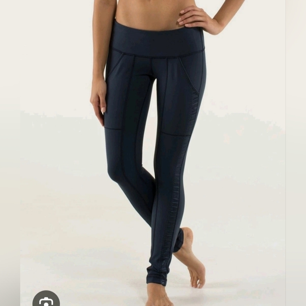 Lululemon Leggings Womens 2 Black Practice Daily Pant Yoga‎ Ruched Nylon